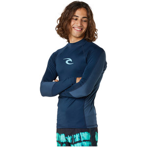 2024 Rip Curl Mens Waves UPF Performance Long Sleeve Rash Vest 141MRV - Dark Navy